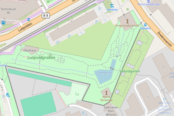 Karte des Ökohausgeländes (Quelle: OpenStreetMap®)