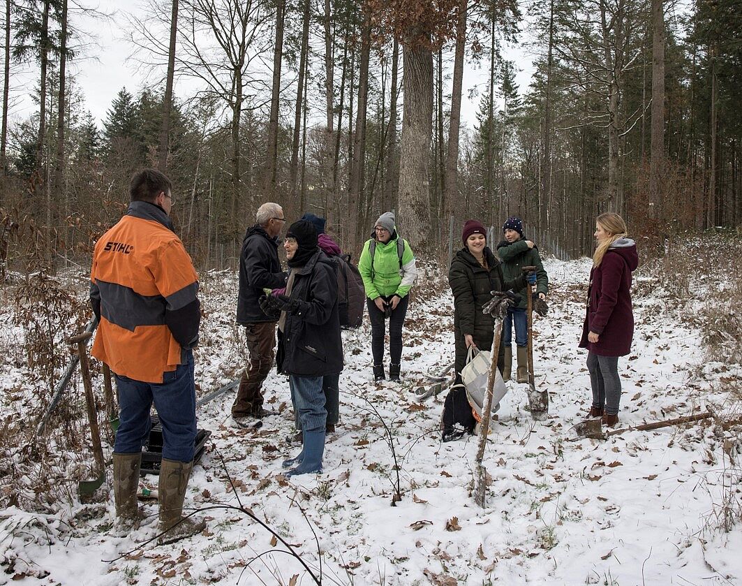 AK Mitglieder beim Bäume pflanzen in Kooperation mit dem Forstbetrieb der Stadt Würzburg, 16.12.2022