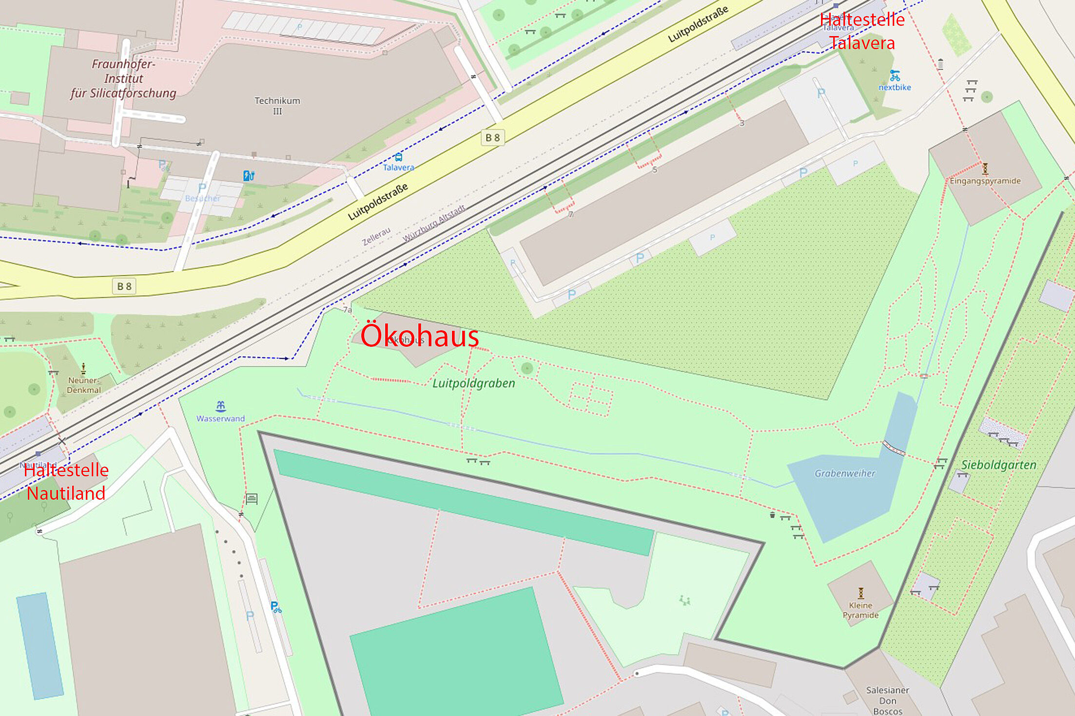 Karte des Ökohausgeländes (Quelle: OpenStreetMap®)